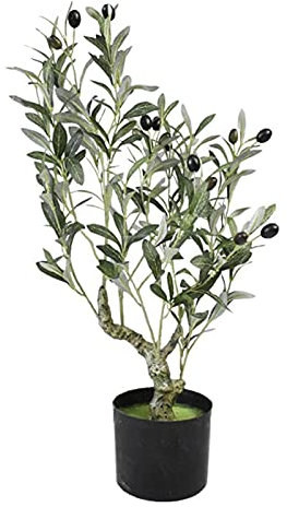Planta artificial de olivo de 150 cm, árbol falso grande y realista en maceta de vinilo para decoración de interiores y exteriores, plantas artificiales en maceta para el hogar y la oficina (60 cm)