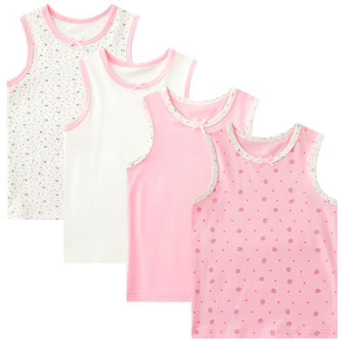 Lohhbve 4 Pack Kids Classic Solid Camisole Undershirts for 2-10 Years Toddler Girls Cotton Racerback Tank Top Multipack