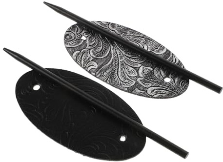 VALICLUD Vintage Haarnadeln Oval 2 Stück Mit Pu Leder Stab Haarschmuck Für Langes Haar Retro Haarnadeln Zopfhalter Stabiler Halt Alltag Und Festliche Anlässe