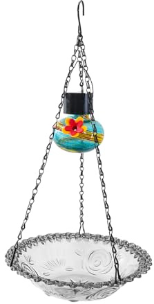 Mangeoire pour oiseaux sauvages, bain pour oiseaux – Bain d'oiseaux à suspendre en acier inoxydable résistant aux intempéries pour clôture, balustrade, terrasse, balcon, jardin, cour arrière