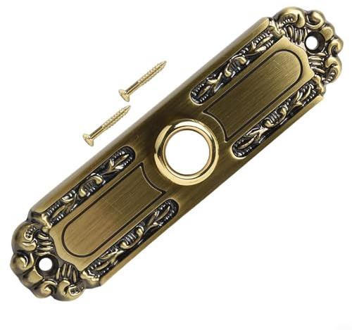 Oniissy Botón de timbre iluminado con LED, bronce antiguo, interruptor de timbre de puerta de metal, placa de empuje grande, impermeable, con cable, herrajes para puerta delantera