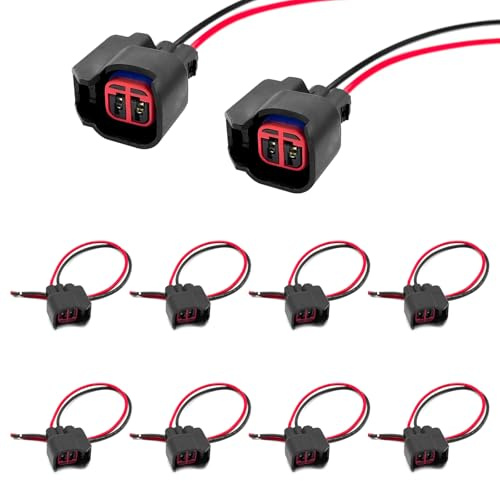 KUQUTIDY 8 PCS Fuel Injector Connector Pigtail, Engine Fuel Injector Wiring Harness Plug Replacement for Dodge, Ford, Jeep, Chevrolet, Replace OEM# 5013995AA,5161919AA