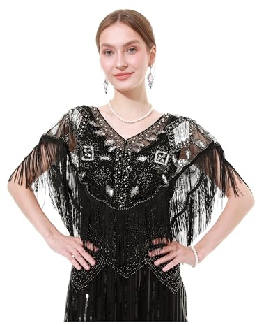 sy soul young 1920S Damen Schal Umschlagtücher mit Fransen Pailletten Cape