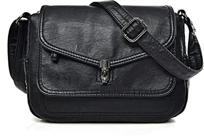 NICOLE & DORIS Damen Umhängetasche Mehreren Taschen Handtaschen Crossbody Retro Schultertasche PU Leder Frauen Satchel Tasche Leichte Messenger Bag Klassisches Schwarz