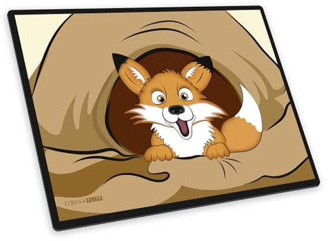 itenga Schreibtischunterlage Funny Animals Motiv Fuchs – abwaschbar, rutschfest, 40×53 cm, 2,5 mm dick – robuste Schreibtischauflage für Kinder & Tierfreunde