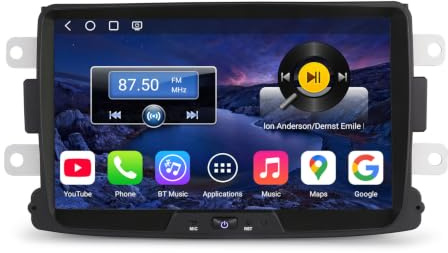 Erisin 8 Qualcomm 8-Core 4GO+64GO Android 14 Autoradio GPS pour Renault Dacia Duster Logan Sandero Dokker Lodgy IPS Bluetooth 5.1 sans Fil CarPlay Android Auto Dab+ FM Radio RDS DSP WiFi 4G Canbus
