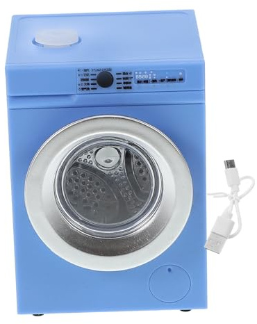 FRCOLOR 1:12 Miniature Washing Machine Toy Doll Appliance for Dollhouse Blue Rotatable Electric Model Water Function for Small House Decoration