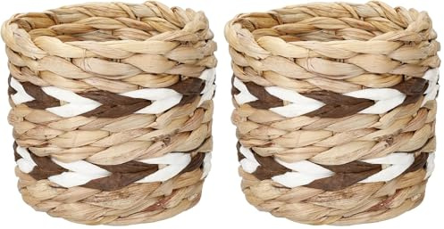 KitchenCraft - Pot de Fleurs en Jacinthe d'eau Tressée pour Petites Plantes d'Intérieurs, 11,5 x 11,5 x 11 cm (Lot de 2)