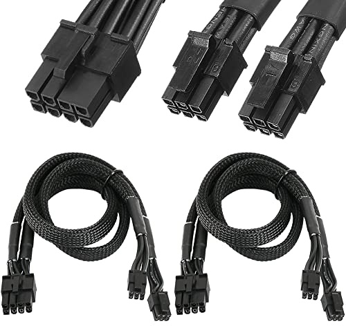 HAAMNING7 2pcs Dual Mini 6Pin Macho a Mini 8Pin Macho PCI-e Gráficos Tarjeta de video Adaptador de corriente Divisor de extensión Cable trenzado para Mac Pro Tower 15 pulgadas (38 cm)
