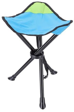 Fockety Sgabello da Campeggio Pieghevole da Viaggio, 2 Pezzi Sedia Pieghevole a 3 Gambe Sgabello Treppiede Sedia Treppiede da Esterno Portatile da Festa per Campe (2 pezzi blu verde)