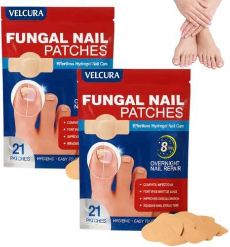 Velcura Fungal Nail Patches for Toenails 42 pcs – Extra Strength Nail Repair Patches with Natural Plant Extracts for Damaged, Discoloured & Thick Nails, Overnight Support for Healthy Nail Restoration