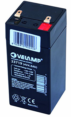 Tecnid by Velamp Batteria al Piombo Ermetica Ricaricabile 4V 4.5Ah - Attacchi Faston F1 - Ideale per Sistemi di Backup, Allarme, Videosorveglianza, Antincendio, Domotica e UPS