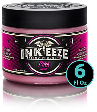 INK-EEZE Pink Tattoo Ointment for Artists and Aftercare, Essential Oils, Vegan, Cruelty Free, Made in USA, Bubble Gum, 6oz