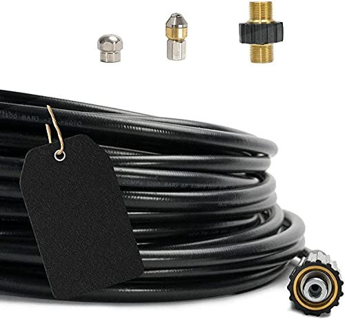 50 Meter Rohrreinigungsschlauch-Set (4-Teilig) für Kärcher Kränzle Professional Rohrreinigungsdüse rotierend & Doppelstutzen M22 HD & HDS