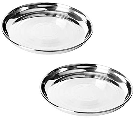 WhopperIndia 304 Grade Edelstahl Runde Teller Geschirr Set, für Teller, Camping Outdoor Teller, Baby Safe, Kleinkind, Kinder, BPA frei, 4er Pack (L (29 cm))