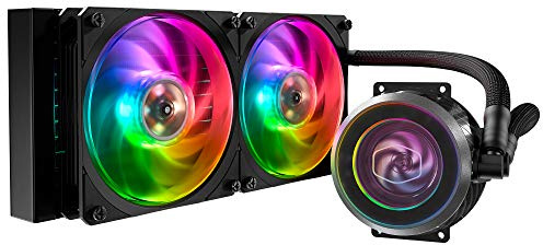 Cooler Master Masterliquid ML240P Mirage, CPU-Wasserkühler mit 2X 120mm ARGB Lüftern, 240mm Radiator, PWM Pumpe, MasterGel Pro Wärmeleitpaste und ARGB Controller inklusive