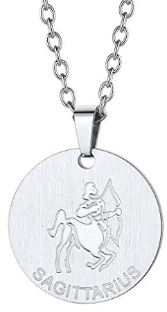 Custom4U Star Sign Necklace for Men Boy-Black Steel Horoscope Pendant with Chain-Pisces Zodiac Sign Necklaces