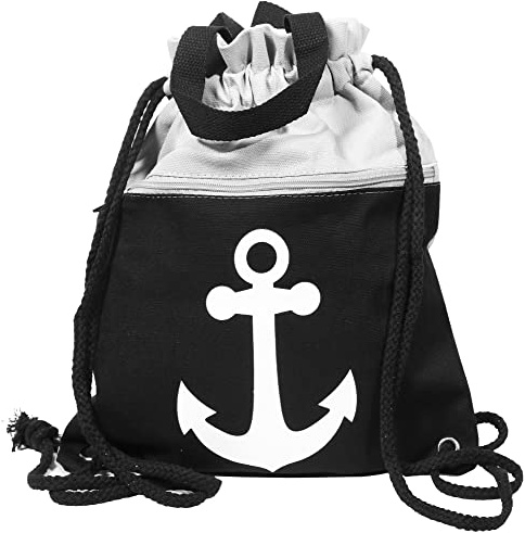 Cham Cham Damen Rucksackbeutel Textil 33x40 Schwarz Weiß Anker Marine Turnbeutel