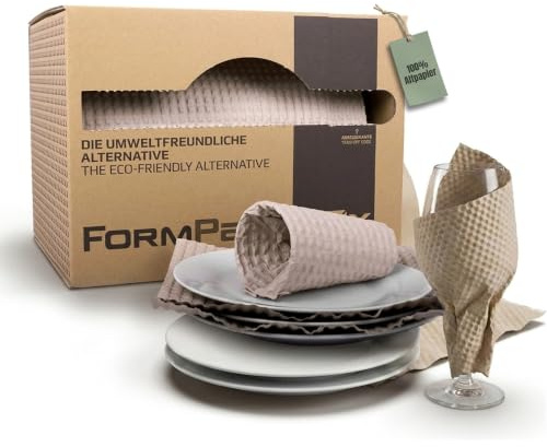 FORMPack Box Luftpolsterpappe 350 mm x 55 lfm | 1 Spenderbox Recyclingpapier 125 g | Umweltfreundliches Noppenpapier aus 100% Altpapier | Mobiler Polsterpapier Stopfpapier Spender | Recyclingpapier – umweltfreundliches Noppenpapier aus 100% Altpapier – mobiler Polsterpapier Stopfpapier Spender