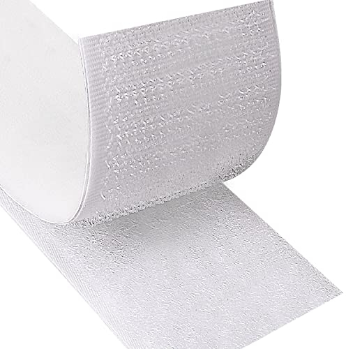 Blooven Klettband Selbstklebend 5 Meter Extra Stark, Doppelseitig Klebende mit Klettverschluss 50mm Breit Selbstklebendes Klebepad Flauschband und Hakenband (Weiß)