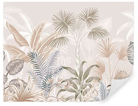 Tapeko Papier Peint Jungle 260x180 cm style 3D Jungle Tropiques Palmiers Feuillage Arbres Nature Papier Peint intissé pour Chambre Salon Personnalisé Décoration Murale u06685