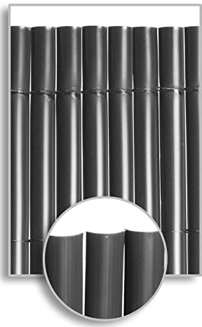 HERSIG - Cañizo Jardin Ocultacion - Cañizo PVC 1 Cara Color Gris Oscuro (1,5x3 m) - Malla Ocultacion Jardin Exterior - Valla PVC Exterior Resistente para Terraza Jardines - Privacidad Balcon