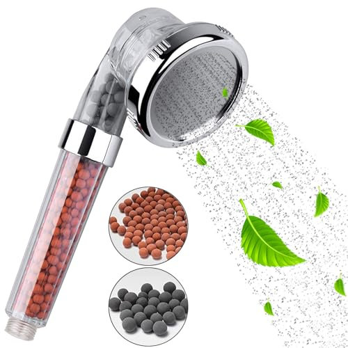 Hochdruck-Duschkopf mit 3 Modi, ionischer Duschkopf mit Filtern für Hartwasserenthärtung, Handbrause, verstellbarer und wassersparender Duschkopf für Niederdruckduschen