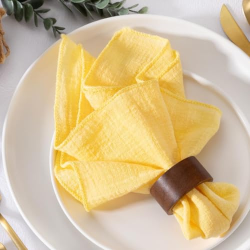 MLMW Juego de 6 servilletas de tela amarillas de lino para verano, para mesa de cena, tela lavable a granel, 41 x 40 cm, para bodas, fiestas, baby shower, cumpleaños, decoración de mesa