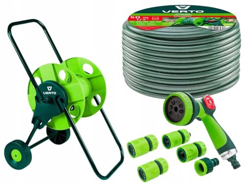 VERTO Schlauchwagen mit Schlauch 1/2 Zoll 50 m + Wasserspritze