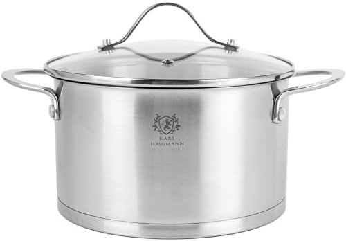 KARL HAUSMANN Edelstahl Topf - 1.9L - Ø 16 cm - Kochtopf Induktion für alle Herdarten Geeignet - Edelstahltopf mit Deckel - Suppentopf - Spaghettitopf - Stainless Steel Pot - Töpfe - Kochtöpfe