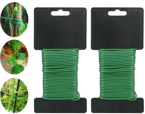 UQMIQURA 2,5 mm Fil de Serrage pour Jardin, 2 Pièces 10M Fil de Jardin, Fil Torsadé pour Attache Tomate, Plantes Grimpantes, Vignes, Arbustes et Fleurs (Vert)