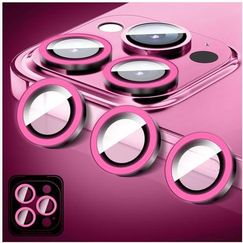 LucBuy Pellicola Protettiva Luminosa per Obiettivo Della Fotocamera Compatibile con iPhone 16 Pro/16 Pro Max, Copertina per Fotocamera in Vetro Temperato Bling, Anelli in Lega Autoallineanti