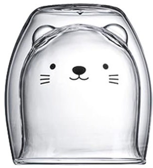 Tazza in vetro a doppia parete per gatti, bicchiere a doppia parete, per latte macchiato, 250 ml, per cappuccino, latte macchiato, tè, latte, ghiaccio, birra
