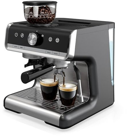 GarveeHome - Máquina de café espresso con amoladora, cafetera espresso semiautomática de 20 barras con espumador de leche, varita de vapor, capuchino latte macchiato, tanque de agua de 94 onzas,