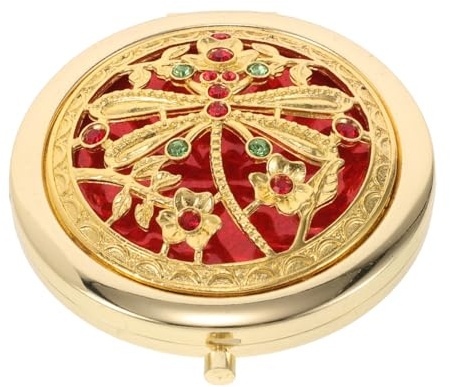 DECOMELODY Specchio Compatto Vintage Da Borsa Ingrandimento, Mini Specchio Portatile Bifacciale in Metallo Pieghevole Per Trucco Da Viaggio e Ritocchi Rapidi