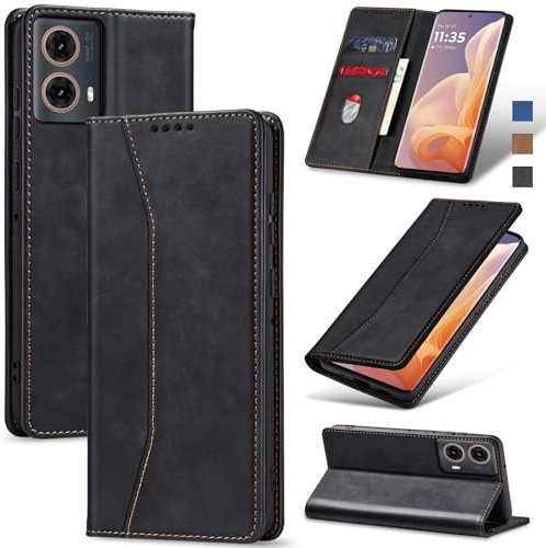 Jasonyu Funda para Motorola Moto G85 Flip Case,Negro | Cuero PU Carcasa,Tipo Libro con Tarjetas y Cartera,Soporte Plegable,Cierre magnético,Capa