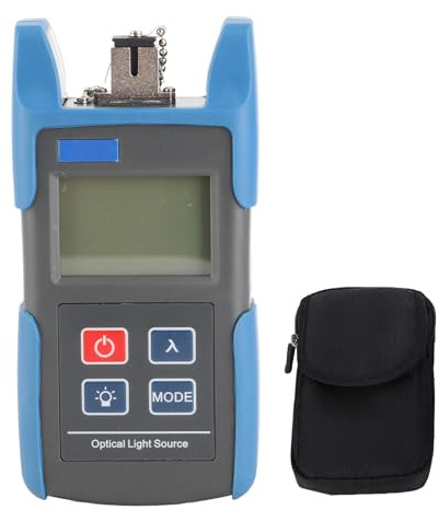 Fiber Optic Tester, Handheld Stable Optical Power Meter Light Source 1310nm 1550nm SC Connector Dual Wavelength Output for Telecom Maintenance ABS Blue 1 Pack