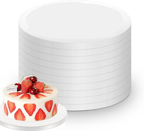 Defresit 8 PCS Cake Boards 10 Inch Round, 12mm Thick White Cake Drum Board, Corrugated Cake Boards Cake Decorating Supplies for Multi-Layer Cakes, Fruit Cakes, Wedding Birthday Party