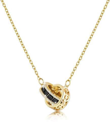 Linawe Edelsteine Anhänger Kette Damen, Statement Halskette Schmuck Set, Edelstahlkette Geburtsstein Kristall Kettenanhänger, Erhältlich in Gold, Roségold und Silber