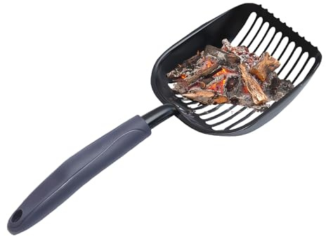 Pala per cenere in ferro per braciere – pala setaccio in metallo, strumento di pulizia resistente al calore con base cava, efficace separatore di carbone per falò, griglie da giardino o manutenzione