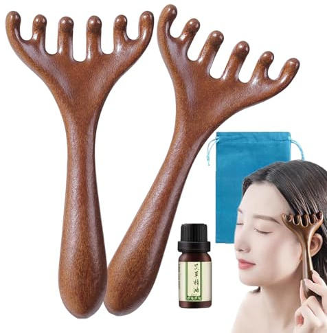 Masseur du cuir chevelu, outil de masseur de tête manuel de 2 pack - Brosse de relaxation en bois à 6 bouches pour le cuir chevelu, le cou, le corps, le visage | Stress Relief Head Scratcher pour homm