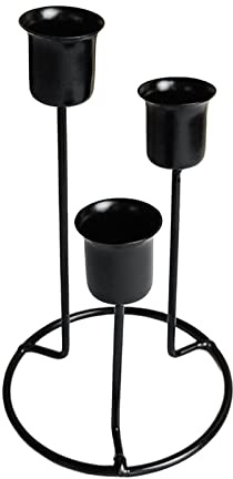 Candelabro conico a 3 bracci in metallo per tavolo nero