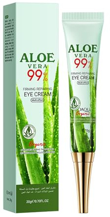 Crème les Yeux à l'Aloe Vera, Crème Réparatrice pour les Yeux, Soin Contour des Hydratant pour Cernes et Poches, Hydrate & Illumine, Raffermissante, 20ML