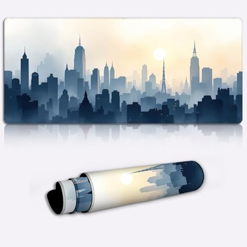 misty manhattan dawn Gaming Mouse Pad Non-Slip Rubber Base Pad Office Home Novelty Printed Desk Accessory Laptop Desktop Printed Art Ergonomic 600 * 350 * 4mm