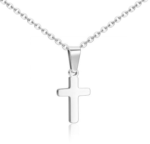 Cadeau Pâques Collier Croix Enfant - Collier Croix Chretienne en Acier Inoxydable Pendentif Croix Chaine Réglable Bijoux Catholique Happy Easter Gift Cadeau Anniversaire pour Filles Garçons Ados (Or)