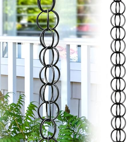 Regenkette Japanisch,Regenkette Ablaufkette,regenablaufkette schwarz,rostbeständig,beschichtet,Gartendekoration,funktionaler und dekorativer Ersatz für Dachrinnen-Fallrohre 2.6m(8.6ft) Dunkelbraun