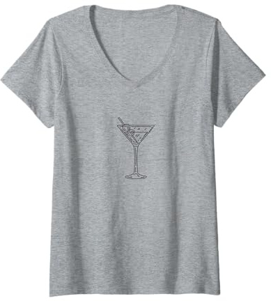 Women's Martini Glass V-Neck T-Shirt
