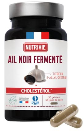 Ail Noir Fermenté 500 mg - Riche en S-Allyl-Cystéine (SAC) - Antioxydant Naturel - Circulation & Lipides Sanguins - Sans Odeur & Sans Goût - 30 Gélules - Fabriqué en France - Nutrivie