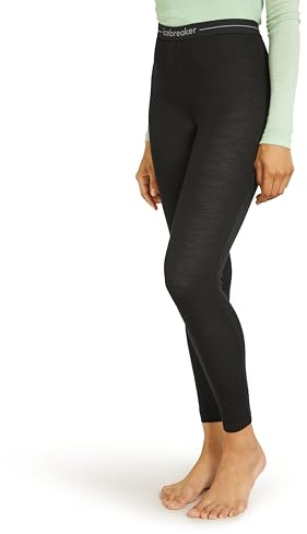 Icebreaker Leggings da Donna - Leggings Sportivi - Intimo Termico 100% Lana Merino per Sport Invernali, Corsa, Running, Fitness - Nero, M