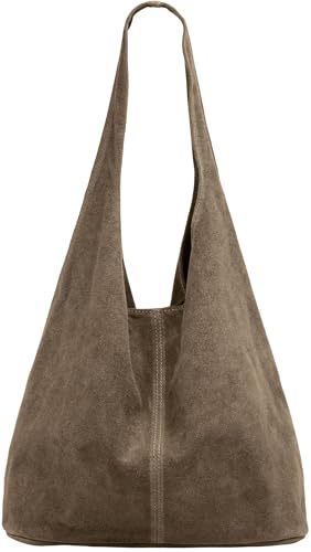 Caspar große Damen Wildleder Tasche Hobo Bag Shopper - CLASSIC LINE - Modell No.767 - Made in Italy
